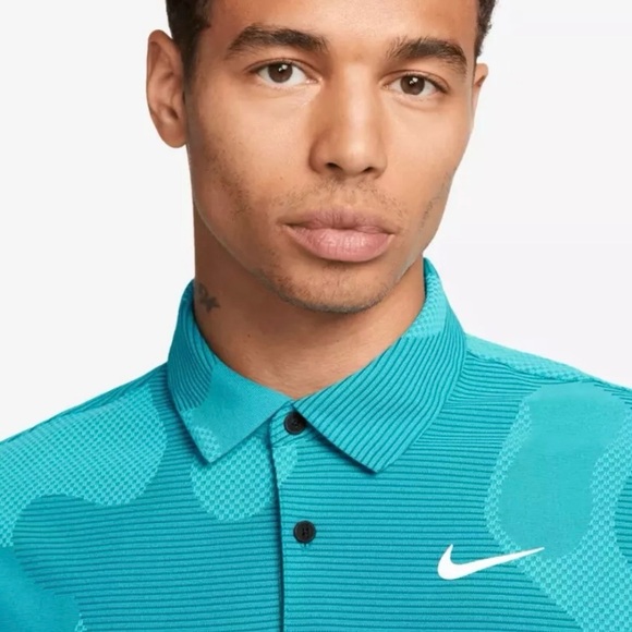 Men’s Nike Dri-Fit ADV Tour Camo DR5312-381 Teal Polo Golf Shirt Size Large - Picture 3 of 12